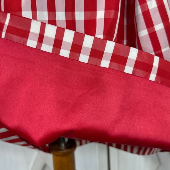 Vineyard Vines Girls Gingham Check Silk Blend Taffeta Skirt Red White XL - Picture 7 of 13